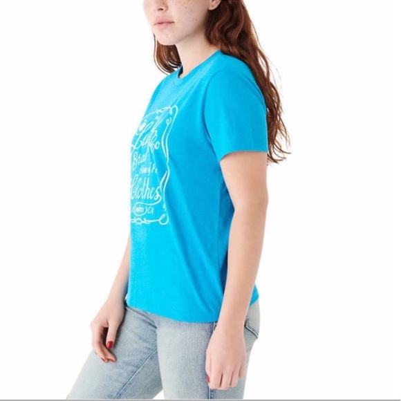 NWT Lucky Brand Ladies Graphic T-shirt BLUE Cotton Summer Printed Casual - Picture 2 of 3